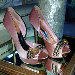 Bakers Pink Stiletto Heels with Crystal Embellishments